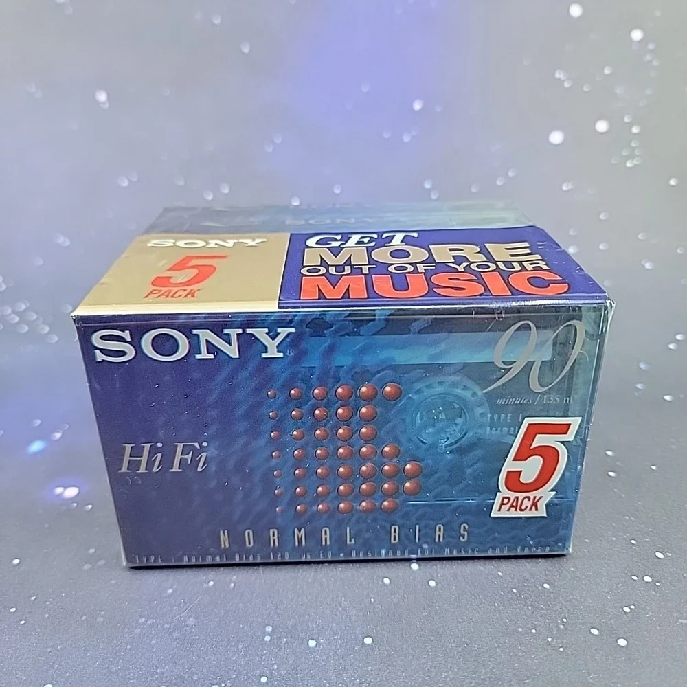 NEW Sony Cassette HiFi 90 MInute Type I Normal Bias Recording Tapes Blank 5-Pack